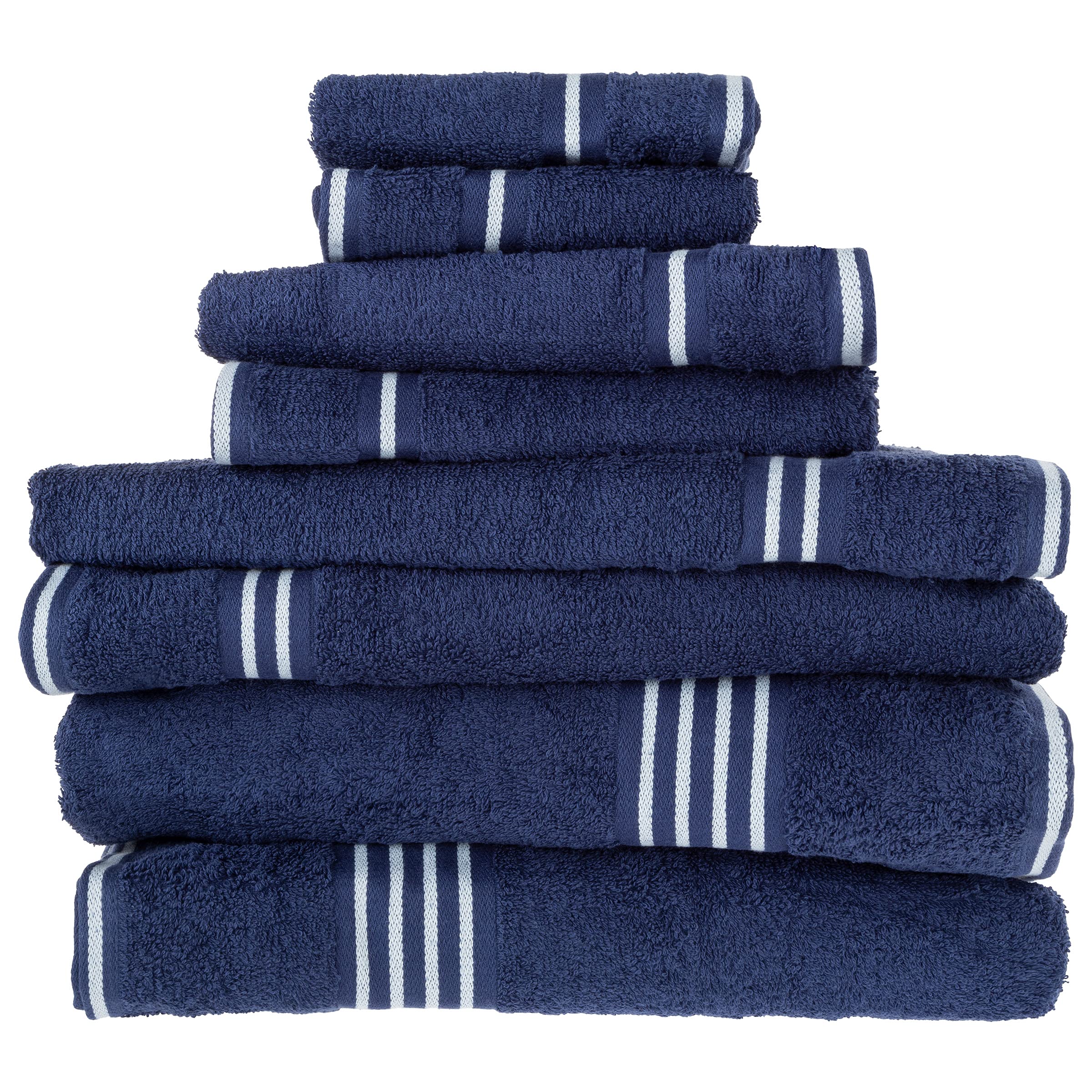 Photo 1 of Lavish Home 8PC Bathroom Towels Set - 575GSM 100% Cotton Bathroom Essentials with 2 Bath Towels, 2 Hand Cloths, 2 Wash Cloths, and 2 Fingertip Fabric for Shower, Gym, Dorm and Spa (Navy)