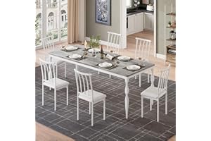 Garvee Rectangular Dining Table for 6, 78 Inch Rustic Farmhouse Kitchen Table with Large Tabletop, Long Wooden Dining Room Ta