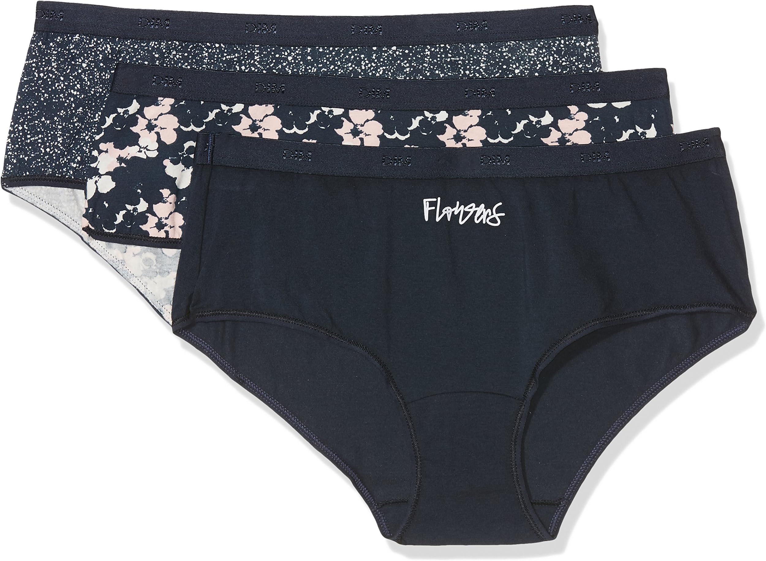 DIM Women's Les Pockets Algodón Elástico Estampado Hipster (Pack of 3)