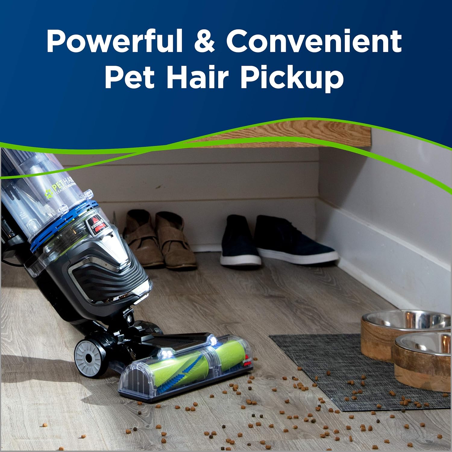 BISSELL Pet Hair Eraser Turbo Rewind Upright Vacuum Cleaner, 27909, Blue -