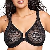 Glamorise Womens Wonderwire Lace Front-Closure Underwire #9245