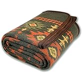 ACUSHLA Merino Wool Blanket - Warm Thick Washable Large Bed Couch Outdoor Camping Sleeping Throw Blanket All Seasons, Myers Green 79x63