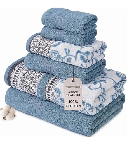 Amazon.com: Modern Threads 6-Piece Damask Jacquard/Solid Ultra