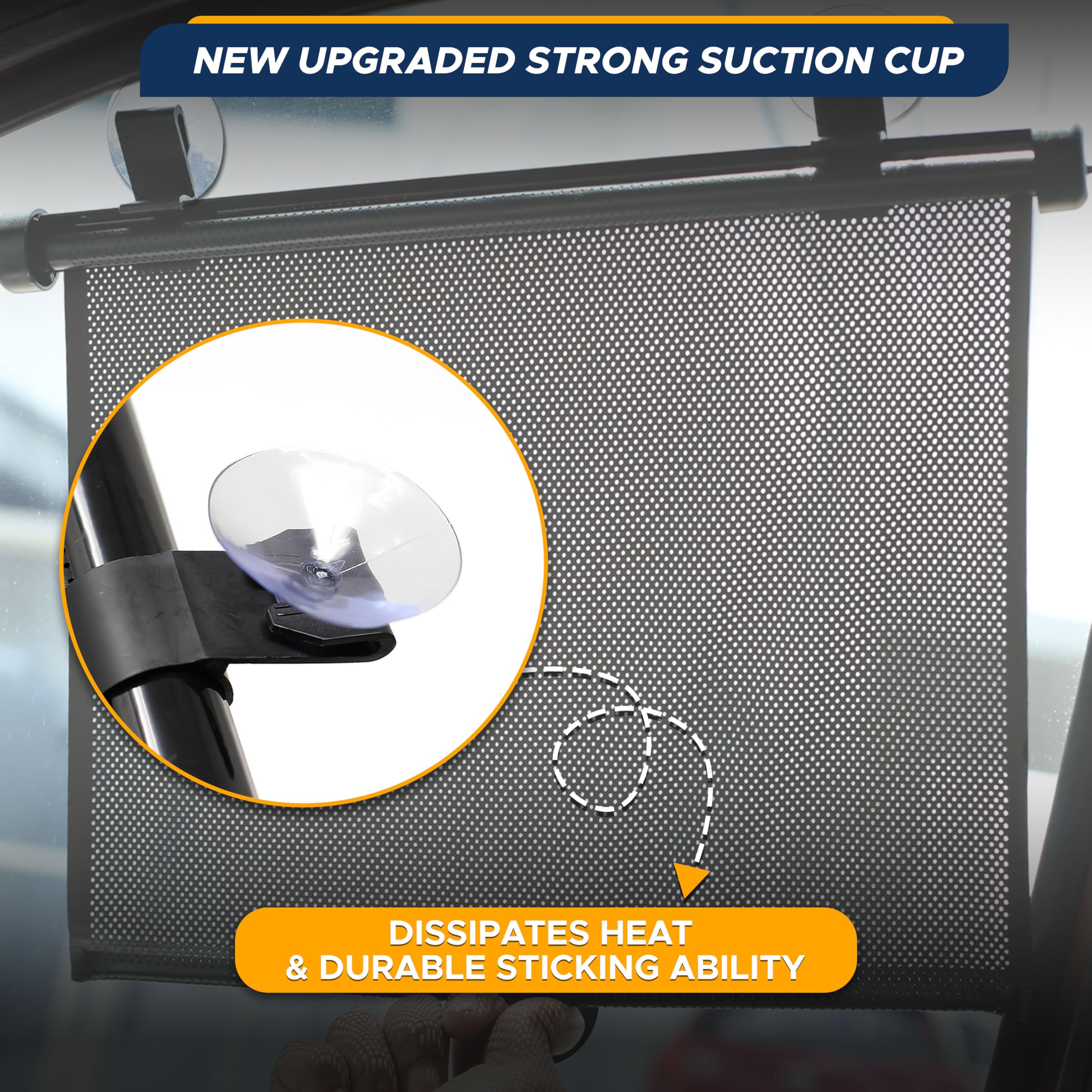 EcoNour Car Window Shades for Baby (2 Pack) - Upgraded | Shades for Side Window | Comes with Enhanced Suction Cups & Large Clips for Durability | Baby Car Accessories (15