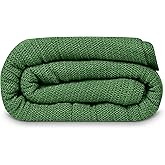 Linteum Textile Supply Leno Weave Hunter Green Blanket, Queen 100% Cotton, Lightweight, Warm, Extra-Fluffy, Premium and Durable Soft & Cozy Bed Blanket for Bed, Couch, Sofa Throw for All Season