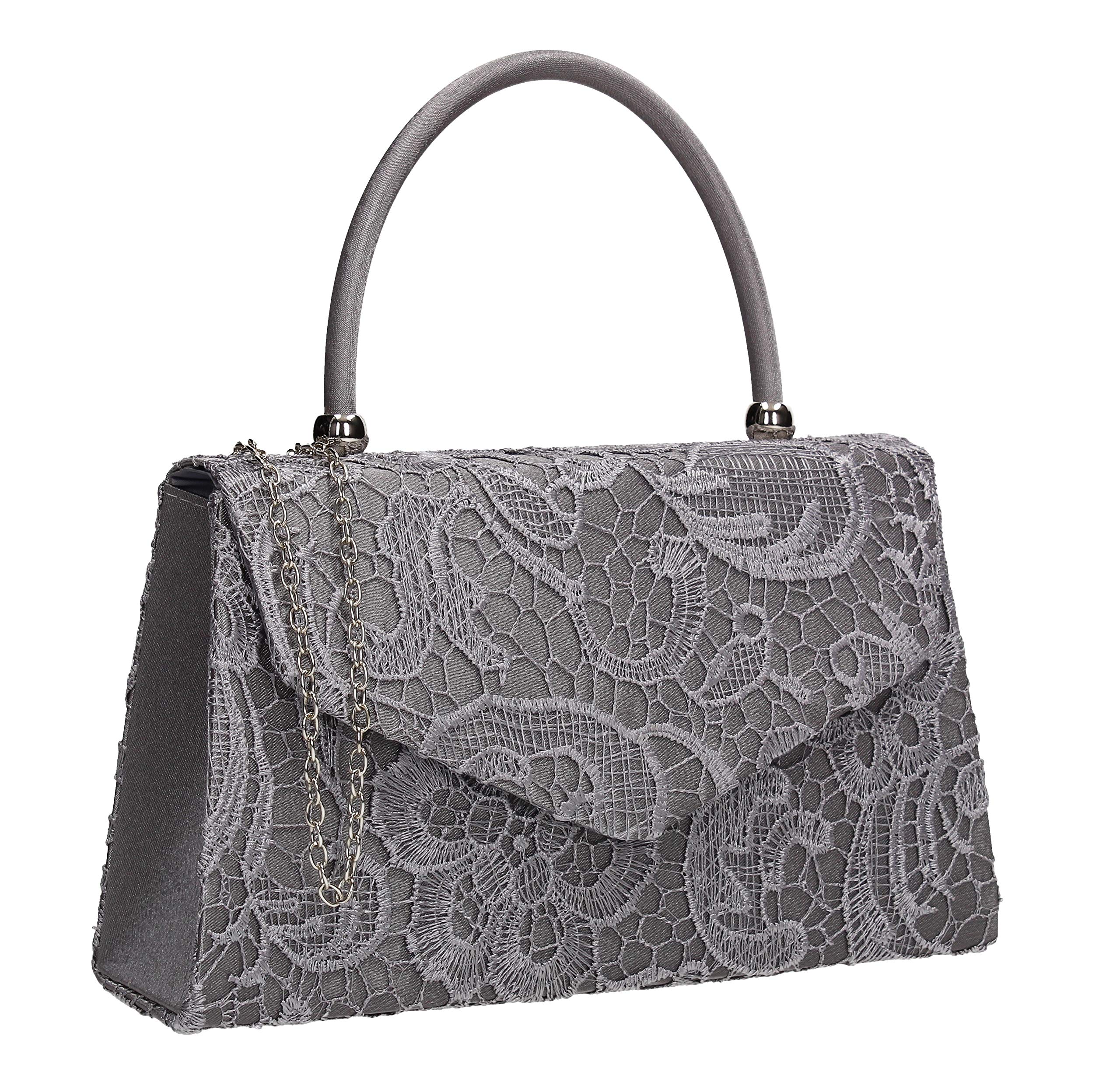 SWANKYSWANS Womens Kendall Lace Smart Elegant Clutch Grey