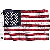American Flag - 100% Made in USA - US Flag with Embroidered Stars and Sewn Stripes (12x18 in)