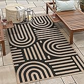 Wonnitar 3x5 Easy Jute Rugs for Entryway, Washable Abstract Black Outdoor Rug, Modern Rainbow Front Porch Decor Carpet Non Slip Front Door Mat for Farmhouse Patio Office Living Room