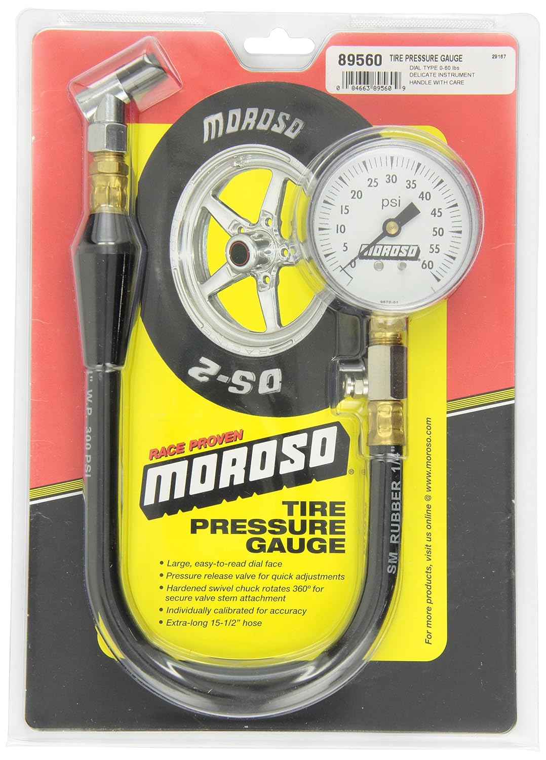 Moroso 89560 Tire Pressure Gauge, Dial Type, 060 psi Automotive