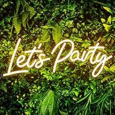 Kavaas Lets Party Neon Sign for Wall Decor - 16.5''x 6.9'' Let's Party Small Neon Signs for Birthday, Wedding, Bachelorette, Engagement Party Decorations (Warm White)