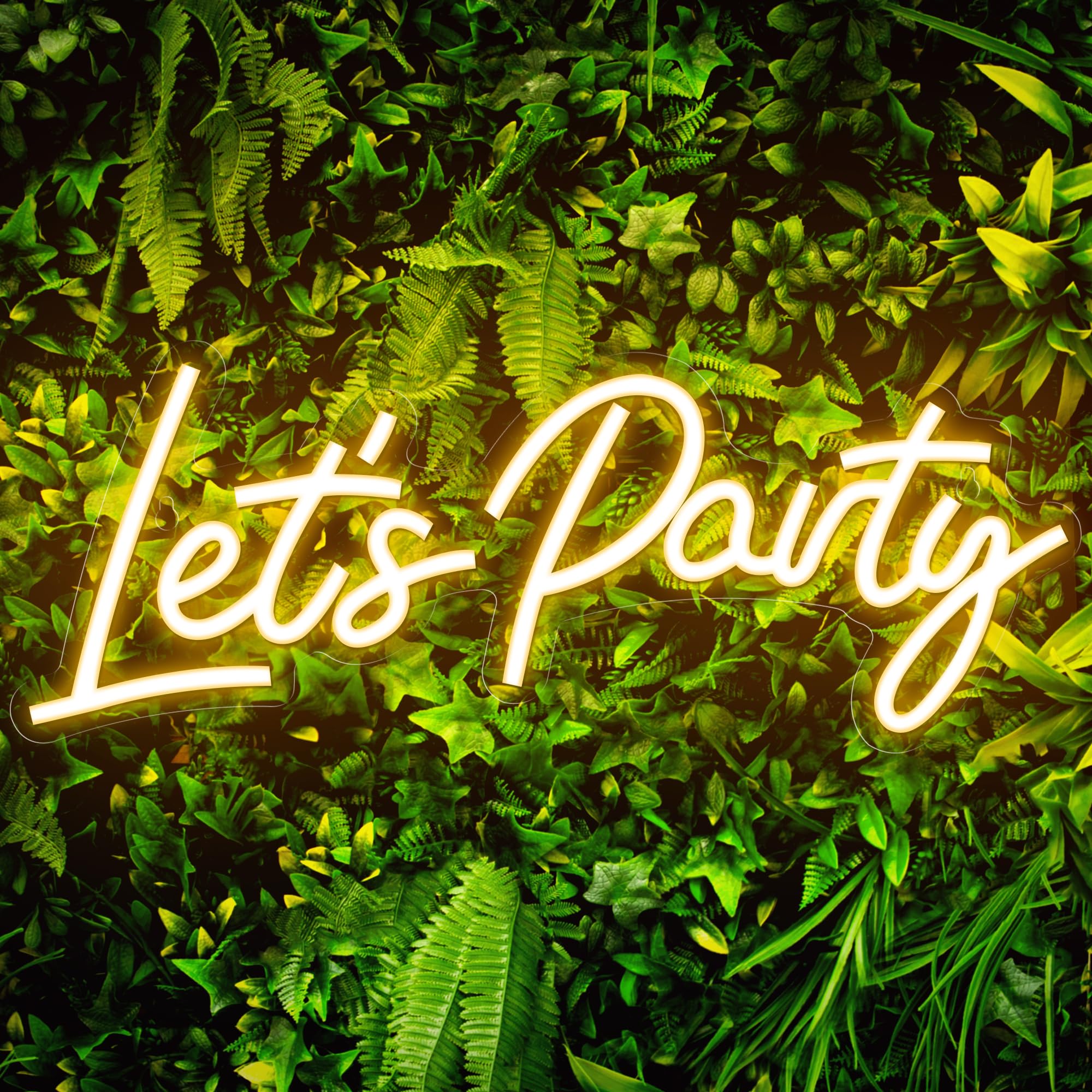 Photo 1 of Kavaas Lets Party Neon Sign for Wall Decor - 16.5''x 6.9'' Let's Party Neon Sign for Birthday, Wedding, Bachelorette, Engagement Party Decorations (Warm White)