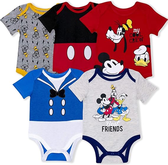 Amazon Co Jp ディズニー ベビーボーイ ボディスーツ ベビーボーイ ワンジー 新生児と乳児用 5枚パック 服 ファッション小物