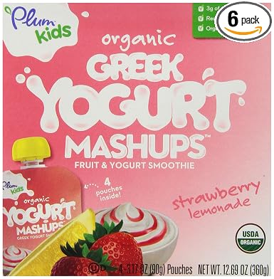 Plum kids Organic yogurt mashups strawberry lemonade greek yogurt smoothie - 4ct (846675001719)