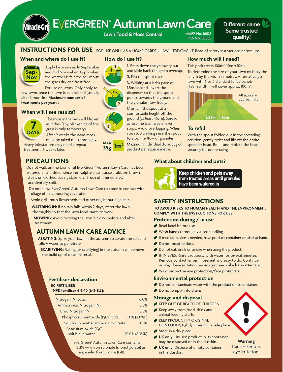 Miracle-Gro EverGreen Autumn Lawn Care Spreader, Lawn Food & Moss Control 3.5 kg, 100 m2, Brown, 3.5 kilograms - Image 3