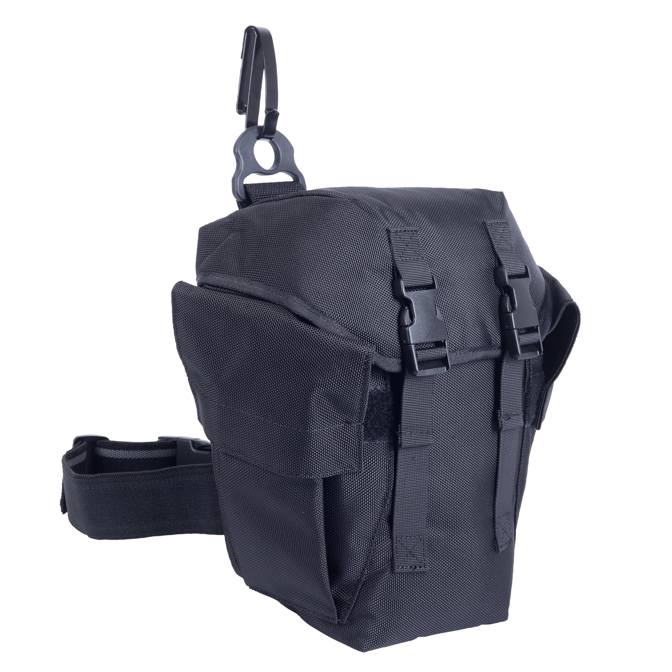 Photo 1 of SdTacDuGe Tactical Gas Mask Drop Leg Pouch, Gas Mask Leg System with Quick Release Metal Clip, Polymer D Ring, Shoulder Strap, Leg Strap, and Adjustable Height Panel