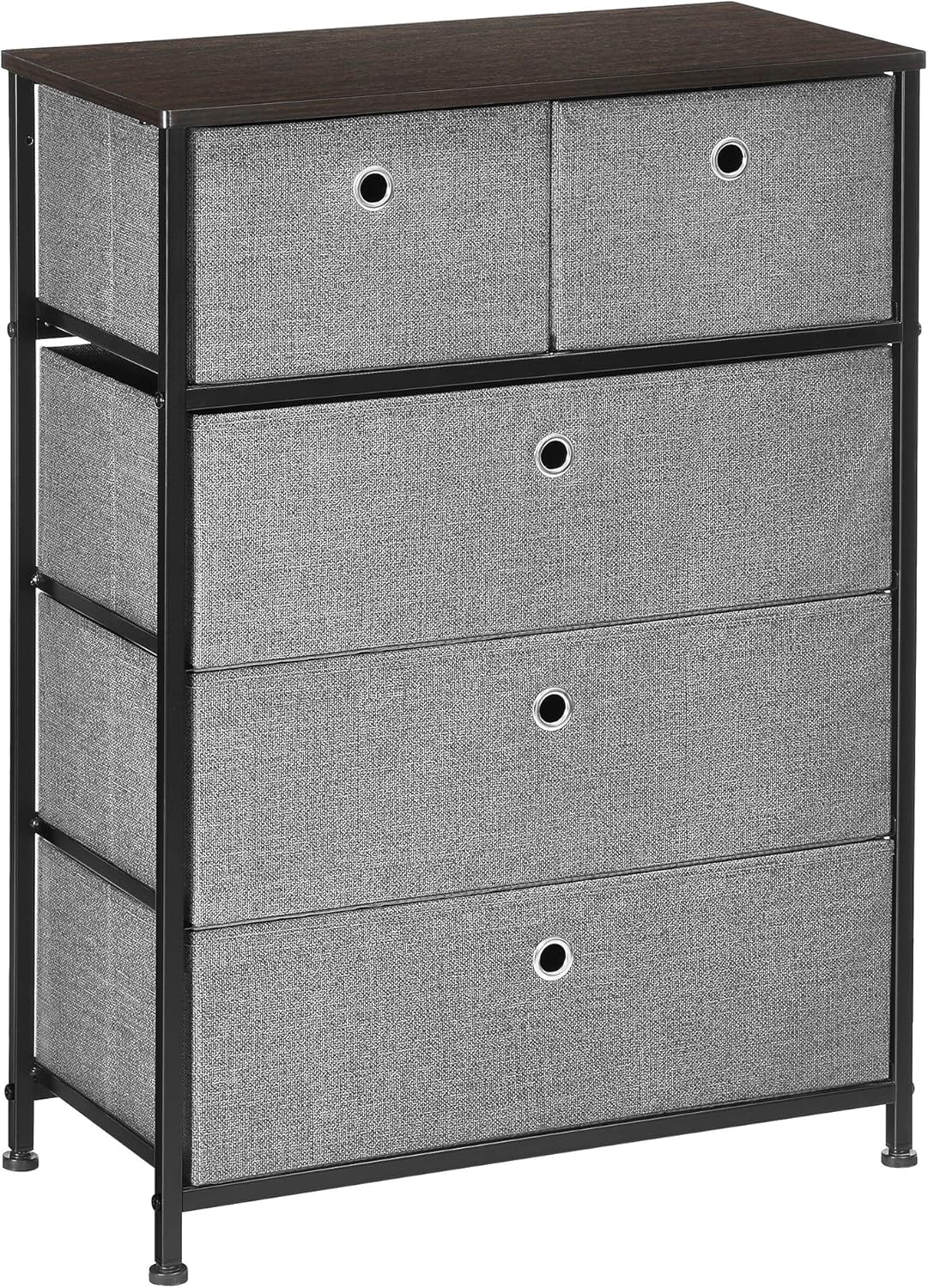 SONGMICS Storage Chest Dresser 5 Fabric Drawers Closet Apartment Dorm Nursery, 23.6 x 11.8 x 32.9 Inches, Dark Walnut: Furniture & Decor