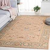 SAFAVIEH Anatolia Collection Area Rug - 5' x 8', Brown & Blue, Handmade Traditional Oriental Wool, Ideal for High Traffic Are