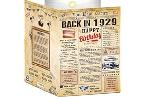 BACK2TIME 95th Birthday Card for Women Men - Back In 1929 Newspaper - 95th Happy BIRTHDAY card - 95th birthday gift for Her Him - JUMBO A4 size - 95th birthday decorations Dad Mom - Best gifts for 95 year old