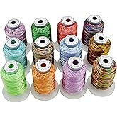 New brothread 12 Colors Variegated Polyester Embroidery Machine Thread Kit 500M (550Y) Compatible with Brother Janome Babyloc