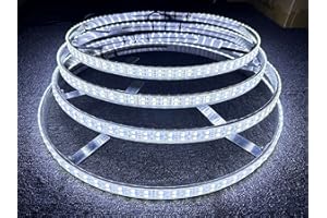 JHB High Intensity Cold White 17.5" Double Row Brightest White LED Wheel Light Flashing Rim Lights IP68 Strobe Pick Up,Outdoor Fun Truck Vehical Rocker Switch/Remote Ctrl