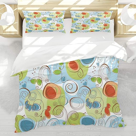 BEDNRY Juego de Ropa de Cama,Flores Modernas con Tema geométrico