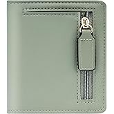 Gostwo Small Wallet for Women, Slim Bifold Credit Card Holder, Compact RFID Blocking Cash Wallet, Billfolds Thin Leather Zipper Pocket, Mini Wallet Gift for Ladies Teen Girls Travel with ID Window