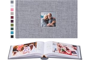 Mublalbum Photo Album 4x6 100 Photos Linen Cover with Memo Areas Photobook Pictures Book Hold 100 Horizontal Photos for Wedding Family Baby Vacation (Gray,100 Horizontal Pockets)