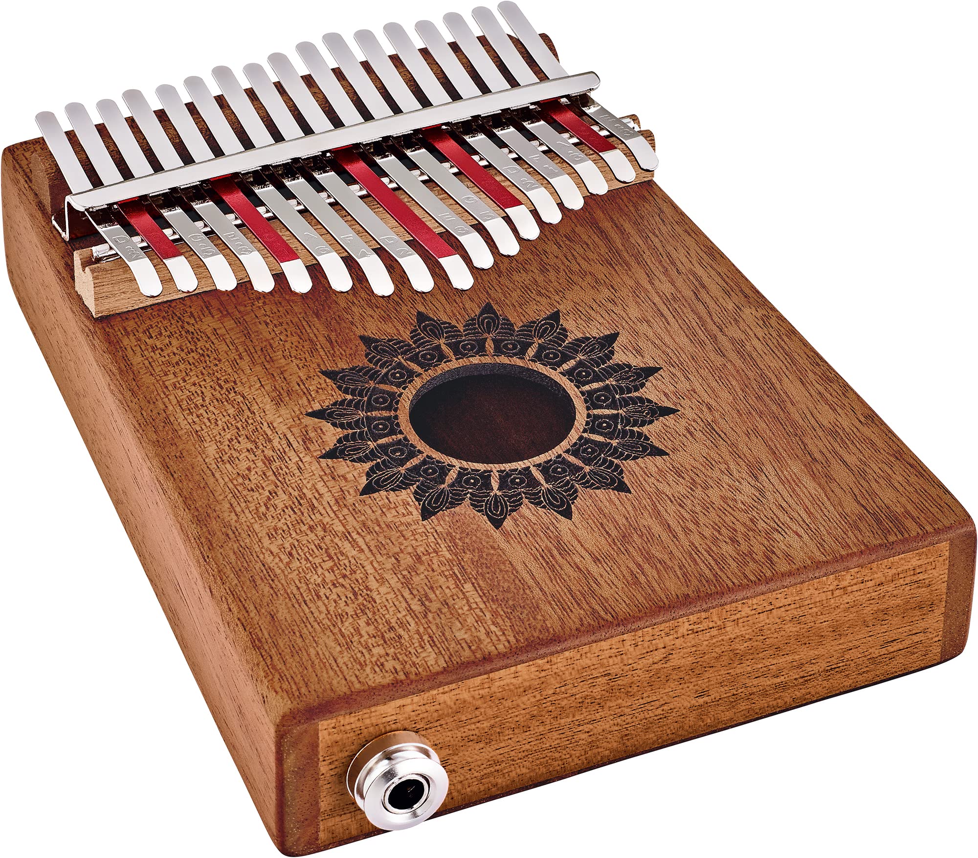 Sonic Energy Pick Up Kalimba – 17 notes in C Major – For Stage, Live, Studio – Mahogany Wood – Including Accessories (PKL1708H)
