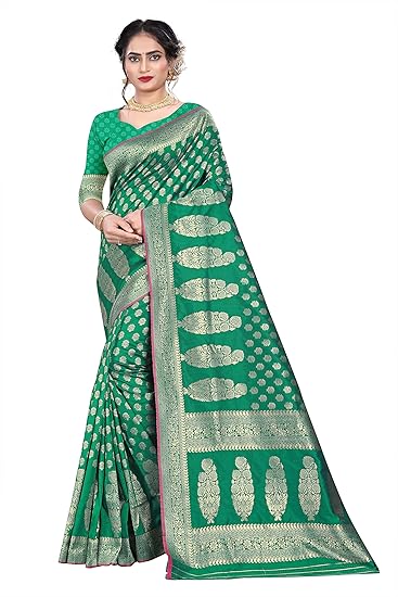 Sareeka Saree Womens Jacquard Art Silk Saree With Unstitched Blouse Piece