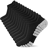 Evgoisle Cotton Cushioned Low Cut Running Socks for Men & Women, Ankle Socks Black 6 Pairs Arch Support Breathable