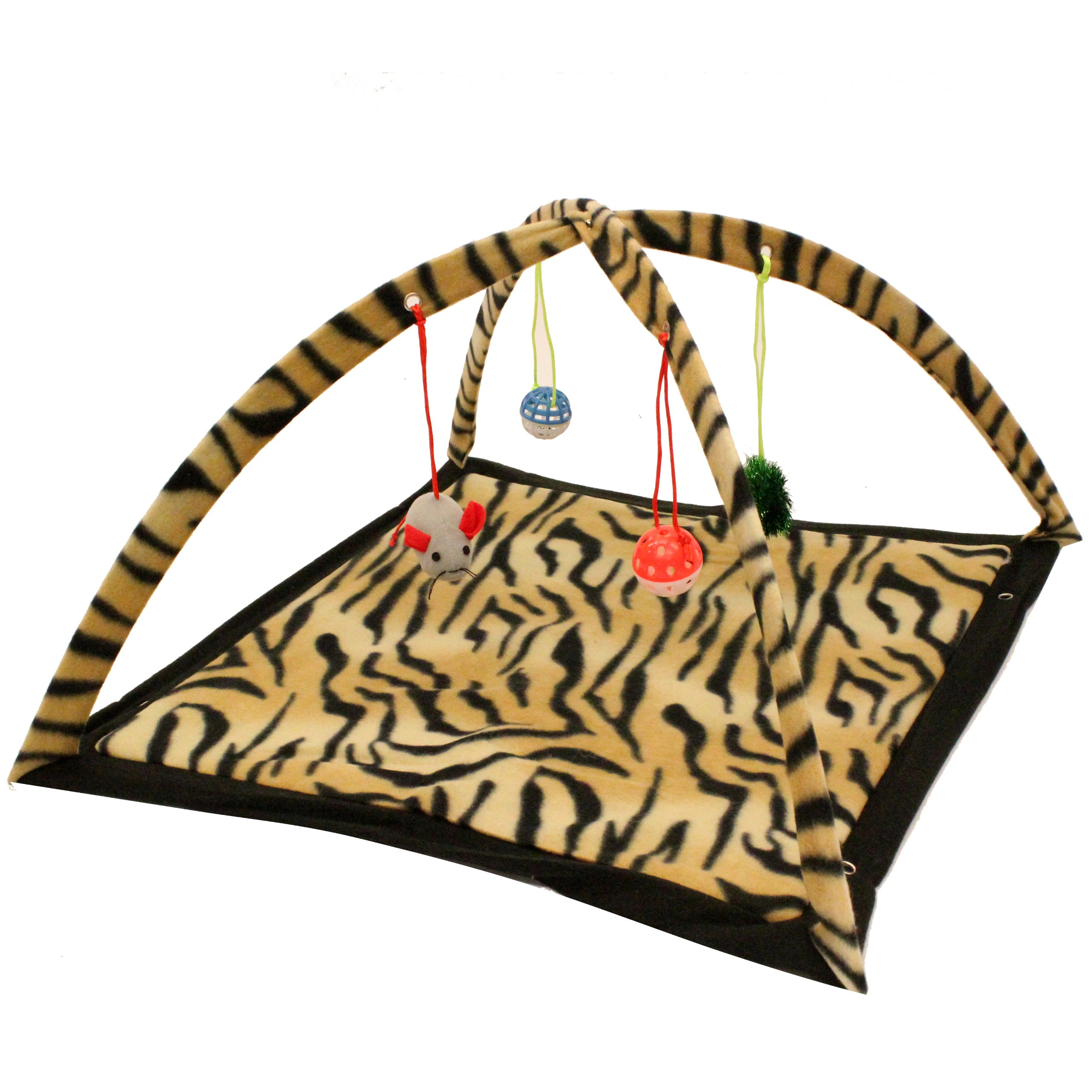 Mool Cat Kitten Soft Play Mat Activity Centre with 4-Hanging Toys Tiger, 60 cm