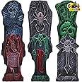 17" Halloween Foam Tombstones – Set Of 5 RIP Grave Markers With Metal Stakes For Yard, Garden & Outdoor Graveyard Decor