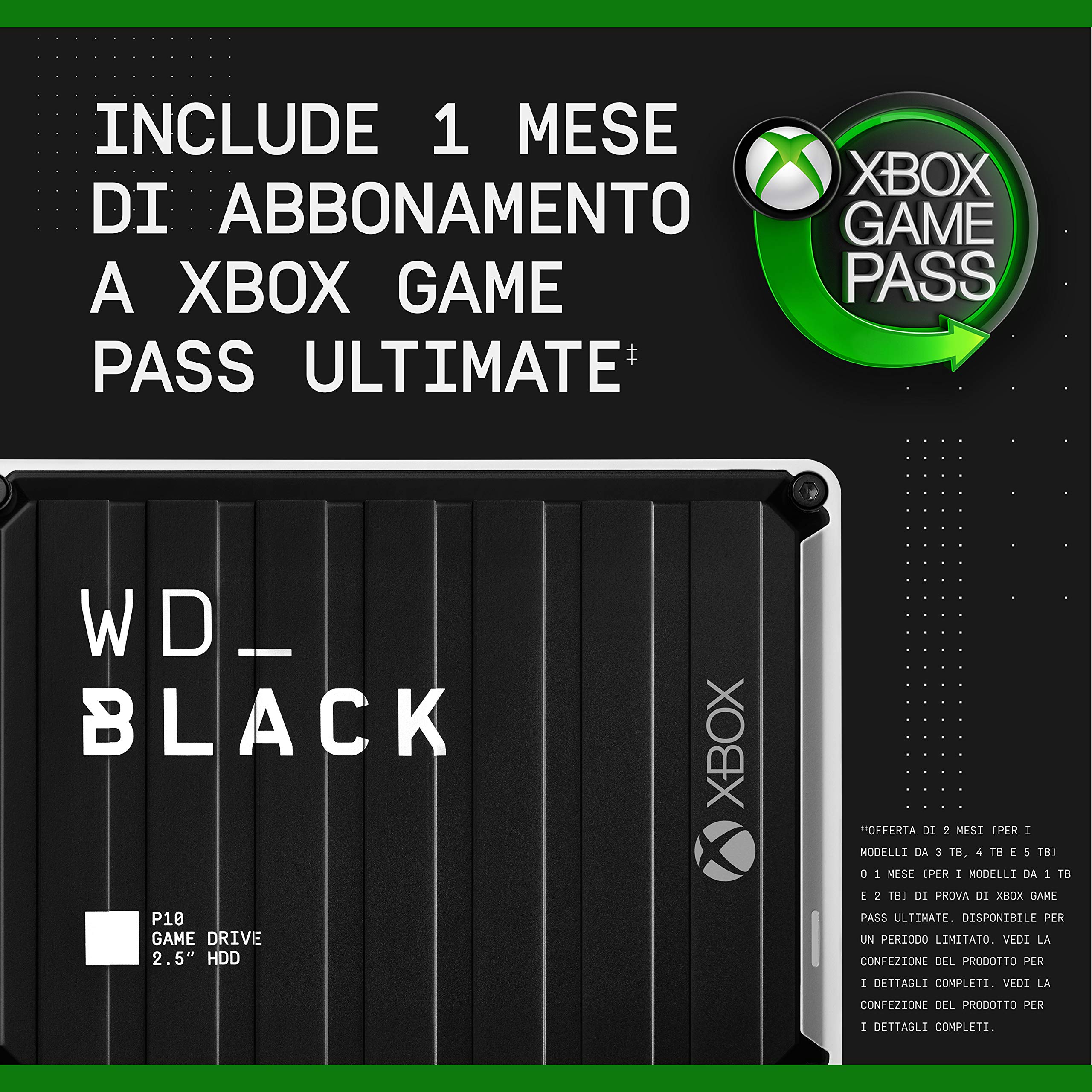 WD_Black 1TB P10 Game Drive for Xbox - Portable External Hard Drive with 1-Month Xbox Game Pass - WDBA6U0010BBK-WESN (Renewed)