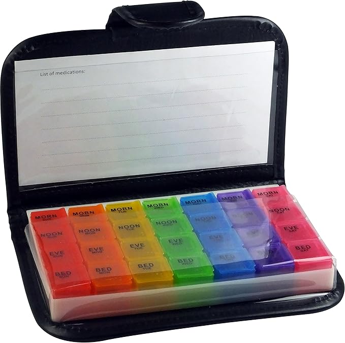 Small Travel Pill Organisers and Medication/Supplement Container with