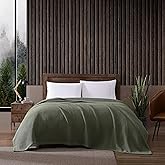 Eddie Bauer - King Size Blanket, 100% Soft Cotton Bedding with Waffle Weave Texture, 400 GSM, Throw Blanket for Couch or Bed (Green)