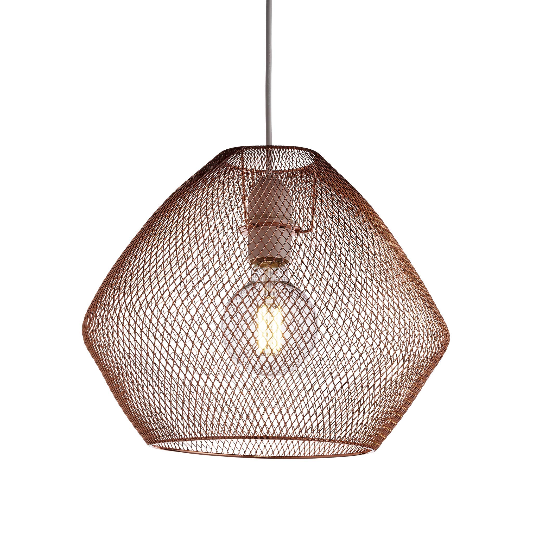 Nielsen Filby Retro Style Copper Metal Mesh Basket Style Ceiling Pendant Easy FitLight Fitting - 36cm Width