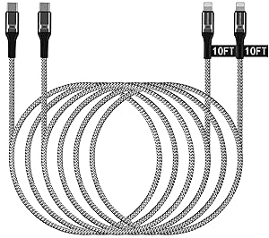 USB C to Lightning Cable 10FT iPhone Charger, WHIRELEAST 2-Pack Braided Long 10 Foot MFi Certified iPhone Fast Charger Cord for iPhone 12/12 Pro Max/Mini, 11 XR XS X 8 Plus, iPad Air Mini