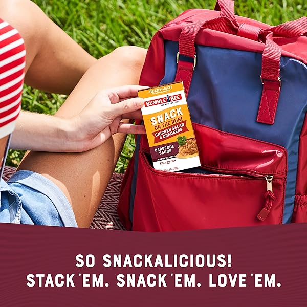 BUMBLE BEE SNACK ON THE RUN BBQ CHICKEN SALAD WITH CRACKERS KIT, 3.5 OZ – READY TO EAT, SPOON INCLUDED – SHELF STABLE & CONVENIENT PROTEIN SNACK