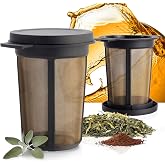 Finum Reusable Stainless Steel Coffee and Tea Infusing Mesh Brewing Basket, Large, Black
