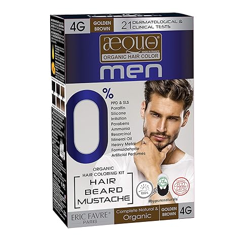 Buy Aequo Permanent Organic Hair Color Men 4g Golden Brown 170ml