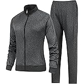 EXSDOWEE Women's 2 Pieces Athletic Tracksuit Full-Zip Workout Sweatsuit with Active Jackets and Pants
