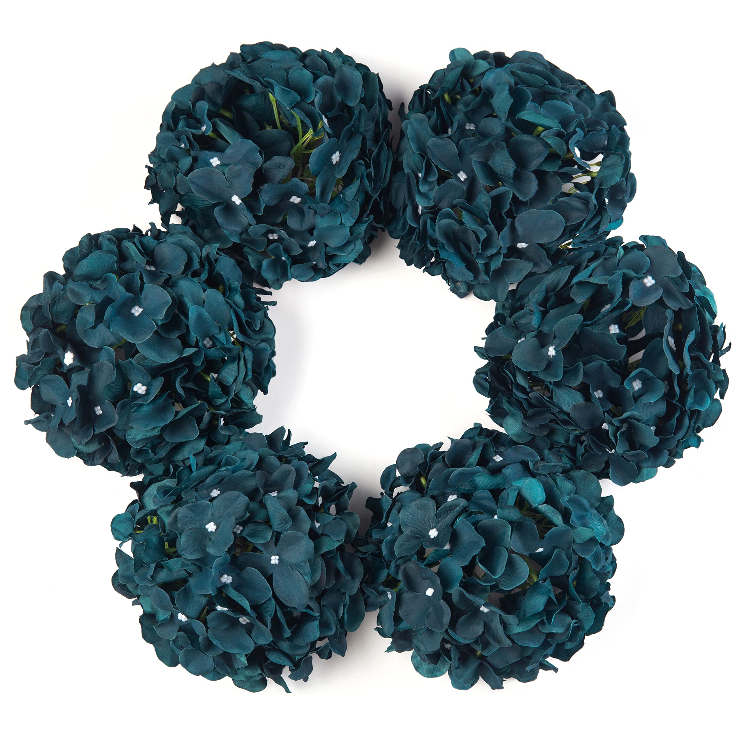 DuHouse Artificial Bigger Silk Hydrangea Flower Heads with Stem Realistic Fake Hydrangea Flower Bouquets for Wedding Home Party Garden Centerpiece Pack of 6(Peacock Blue) — image 1