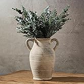 Emotionally Grounded Vase, Vaseking Large Ceramic Rustic Vase with 2 Handles, 9.8 inch Minimalist Decorative Farmhouse Tall Vases for Home Decor, Living Room, Enterway, Table Decoration, Gray