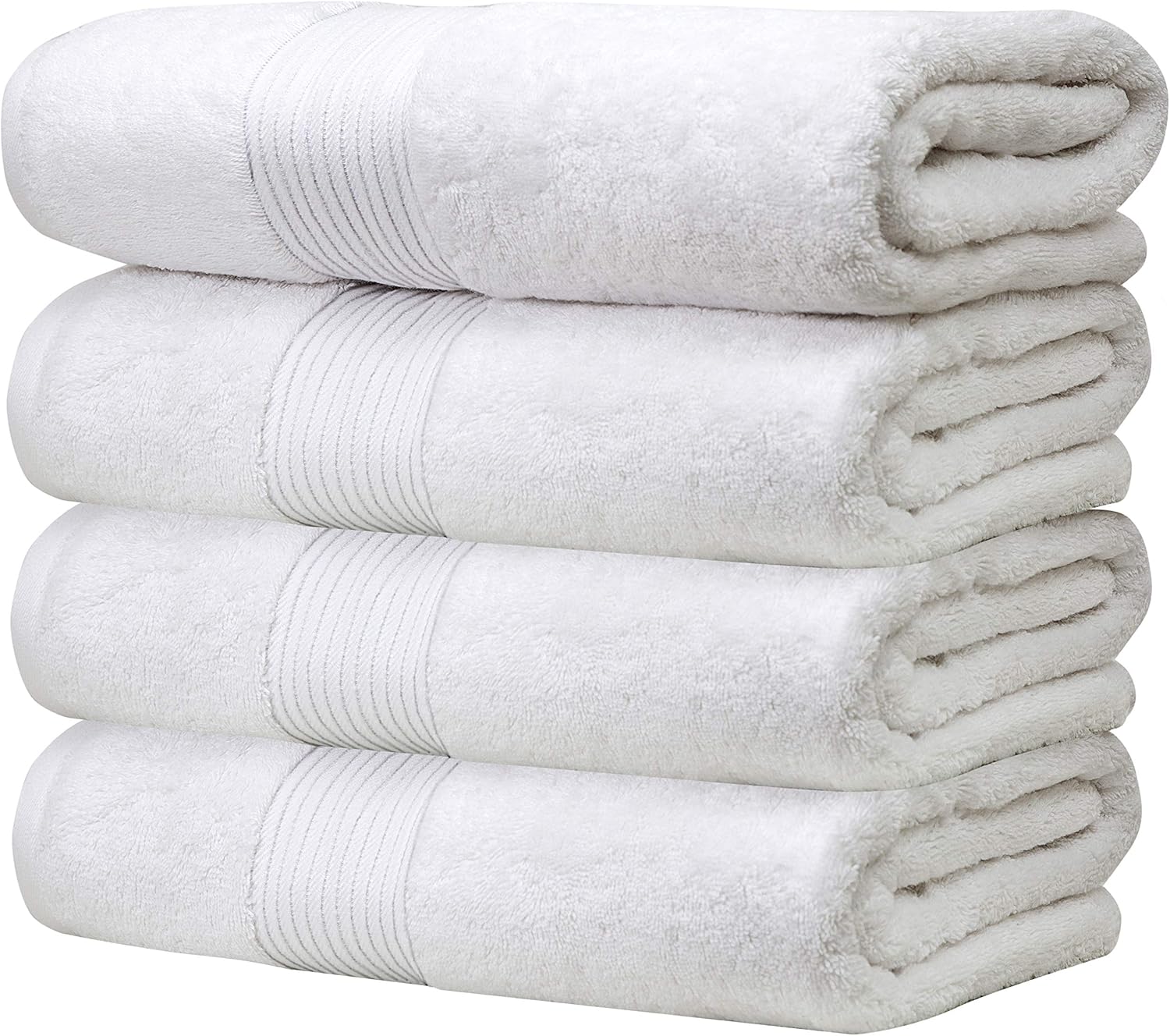 Bliss Luxury Combed Cotton Bath Towels - 27" x 54" Standard Size Premium Quality Bath Sheet - 650 GSM - Soft, Absorbent (White): Kitchen & Dining