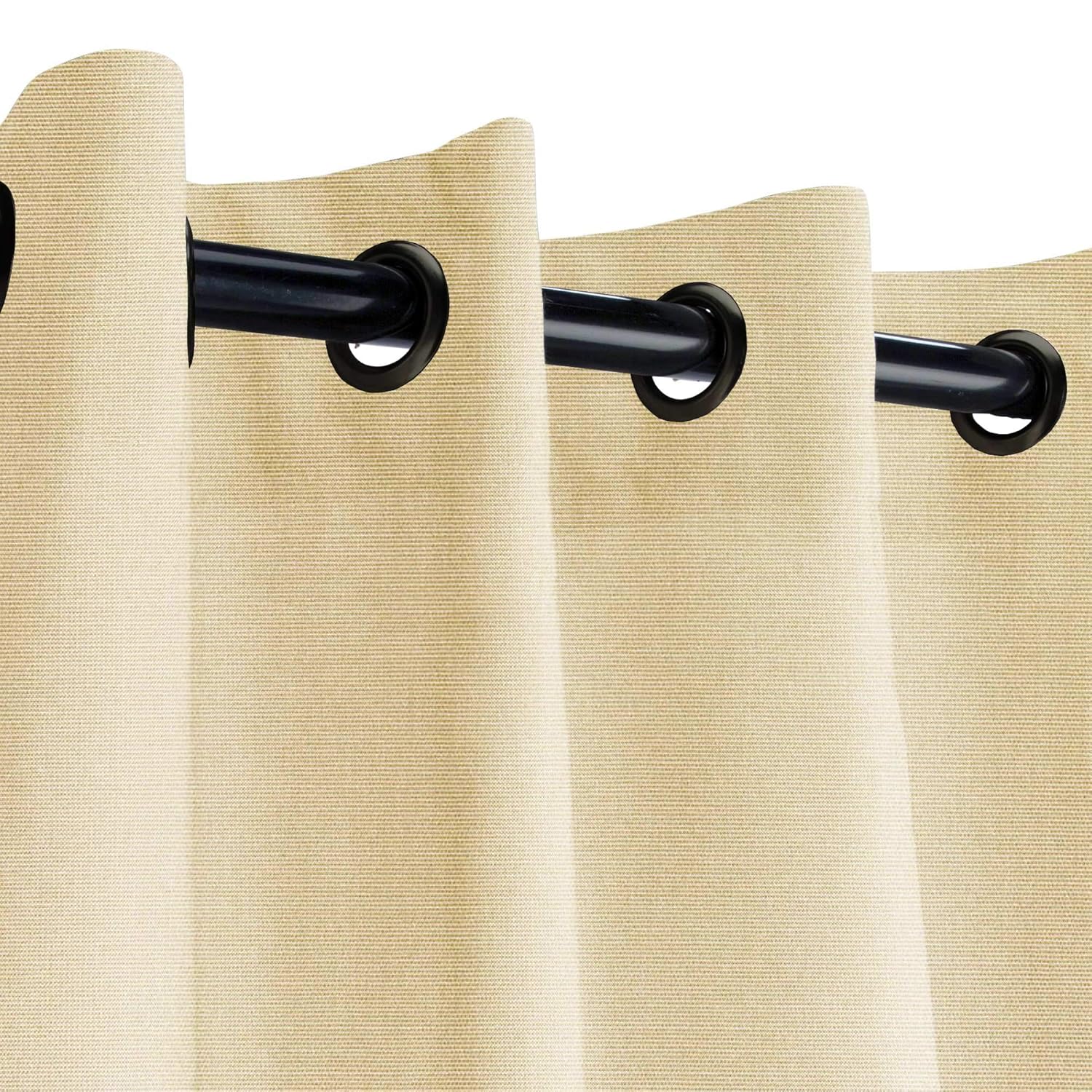 Sunbrella Canvas Brass Outdoor Curtain with Dark Gunmetal Grommets 50 in. Wide x 84 in. Long