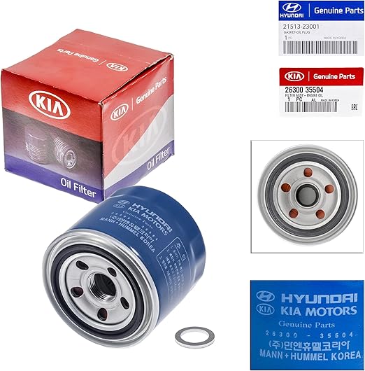 Genuine OEM For Hyundai/Kia Oil Filter 2630035504 and Plug