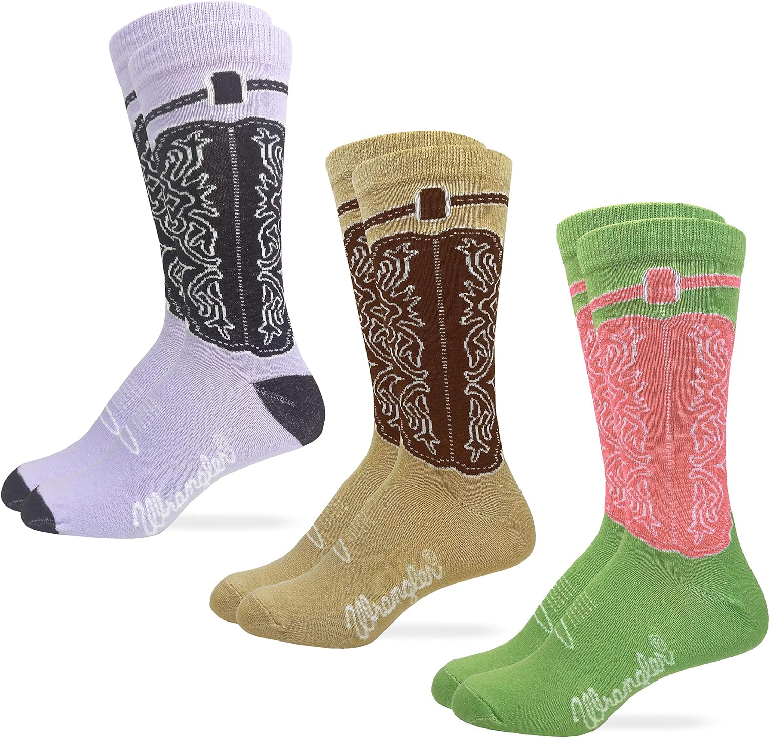 Wrangler Womens Western Cowgirl Crew Boot Socks 3 Pair Pack at Amazon