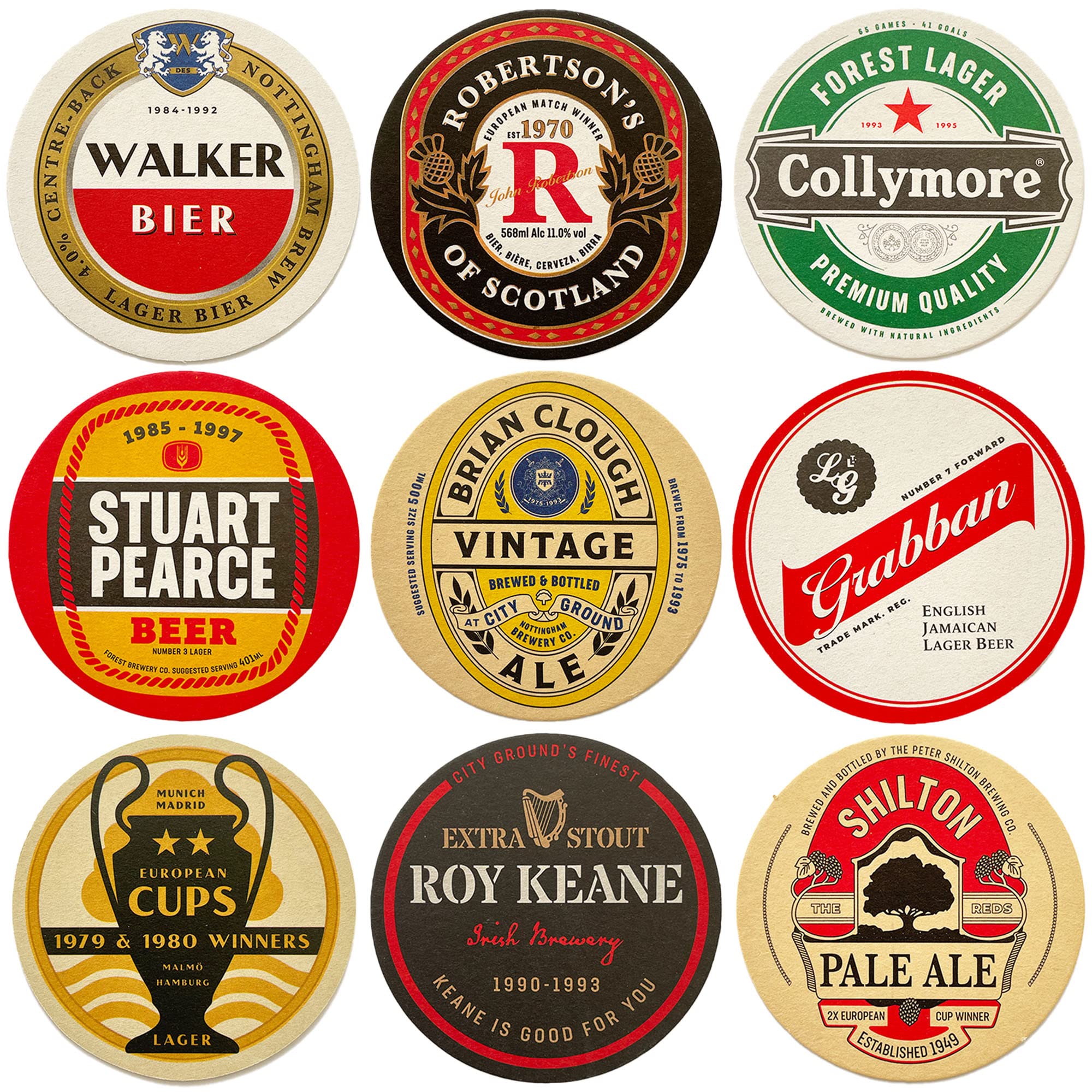 Nottingham Forest Beer Mats x9