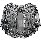 BABEYOND 1920s Shawl Wraps Sequin Beaded Evening Cape Bridal Shawl Bolero Flapper Cover Up