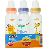 Evenflo Zoo Friends 3 Count Standard Nipple Bottle, 8 Ounce (Colors May Vary)
